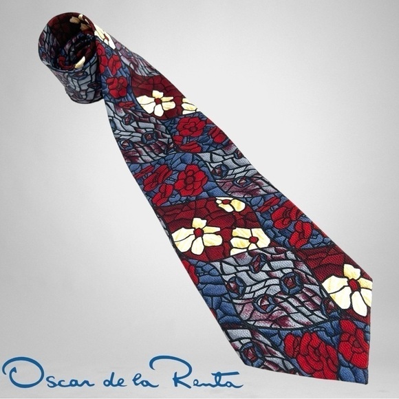Beautiful Vintage OSCAR DE LA RENTA Men’s Slik Tie - Picture 1 of 7